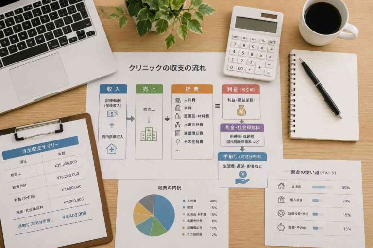 クリニック開業で手取りはいくら？年収の仕組みとリアルな収益モデル